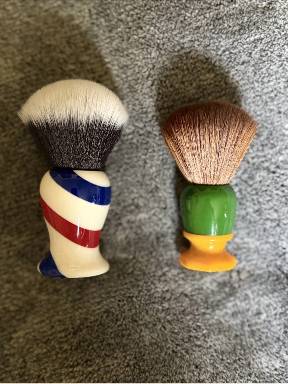 2 Shaving Brushes: Yaqi Monster Barber Pole & PAA Green Ray